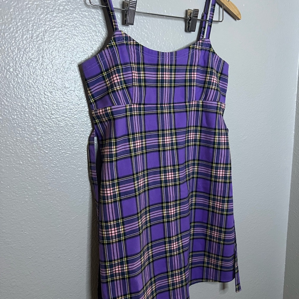 Brandy Melville J. Galt Purple Plaid Mini Dress